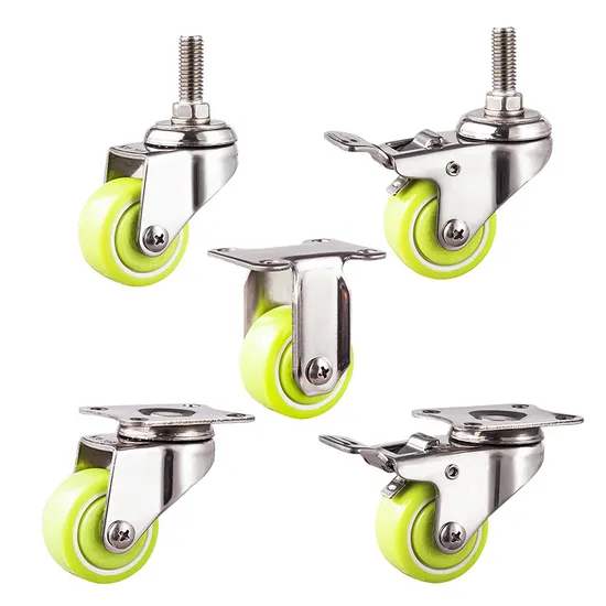 OEM Small 1.5 Inch 2inch Stainless Steel Green PU Ball Bearing Light Duty Ruedas Pesadas