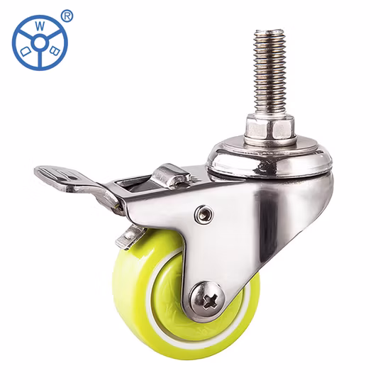 OEM Small 1.5 Inch 2inch Stainless Steel Green PU Ball Bearing Light Duty Ruedas Pesadas